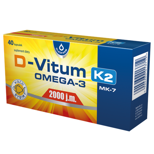 D-Vitum 2000 j.m.K2 MK7 Omega-3, 40 kapsułek miękkich