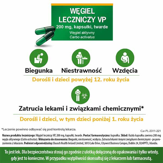 Węgiel leczniczy VP, 200 mg