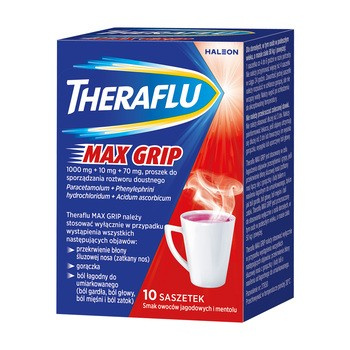 Theraflu Max Grip proszek do sporządzania 1+70+10mg x 10 saszetek