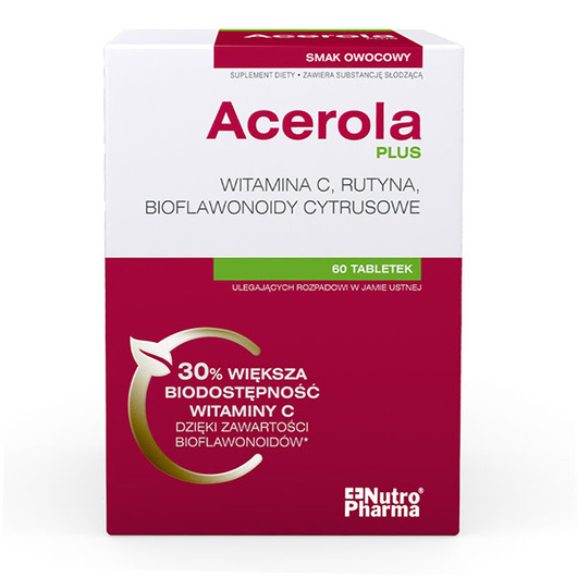 Acerola Plus tabletki ulegających rozpadowi w jamie ustnej, 60 sztuk