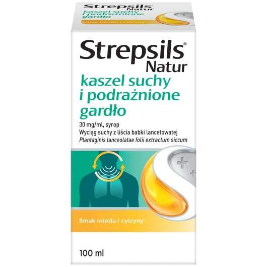 Strepsils Natur kaszel suchy i podrażnione gardło, 30 mg/ml Syrop, 100 ml
