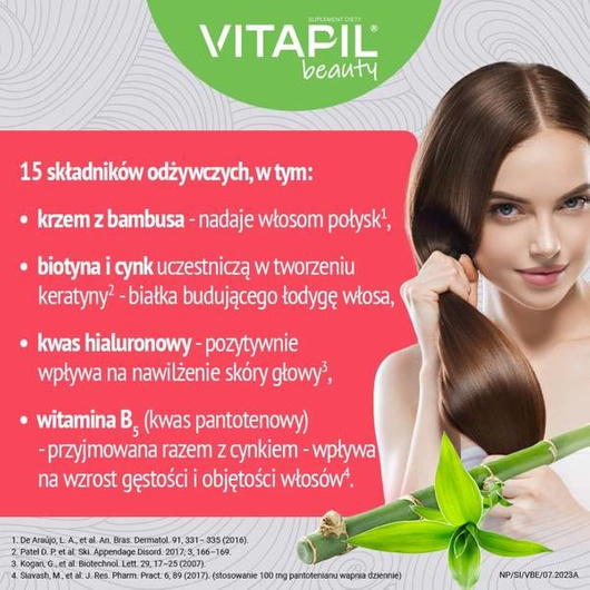 Vitapil beauty kapsułki na gładkie i lśniące włosy, 30 sztuk