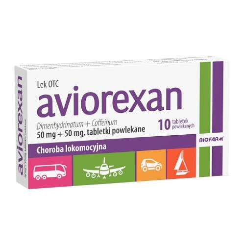 Aviorexan na chorobę lokomocyjną, 50mg+50mg, 10 tabletek