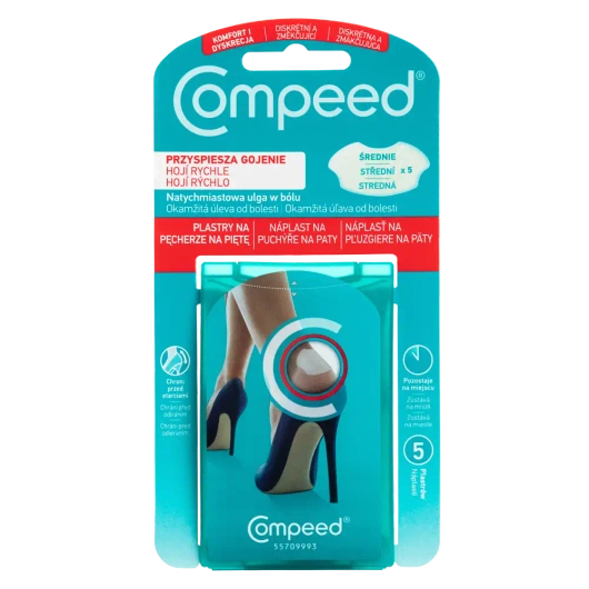 Compeed Plastry na pęcherze na piętę średnie, 5 sztuk