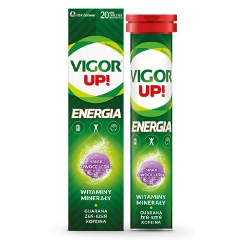 Vigor Up Energia tabletki musujące o smaku owoców leśnych, 20 sztuk.