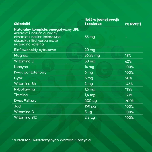VIGOR UP! FAST, 20 tabletek musujących smak owoców leśnych