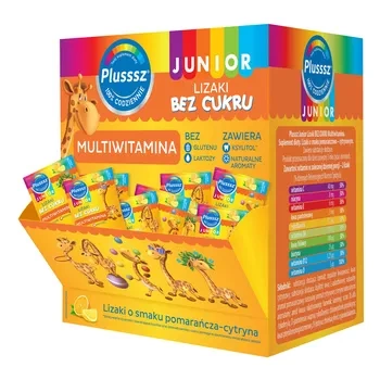 Plusssz Junior Lizaki BEZ CUKRU Multiwitamina, 50 sztuk