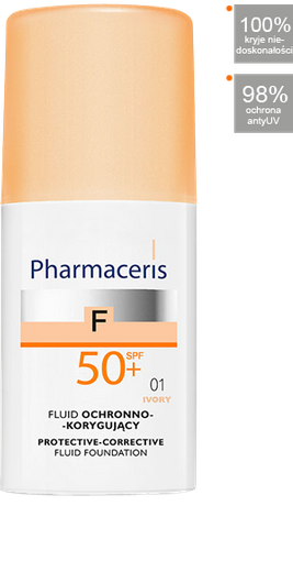 PHARMACERIS F LUID OCHRONNO-KORYGUJĄCY Z NAJWYŻSZĄ OCHRONĄ SPF 50+ 01 Ivory