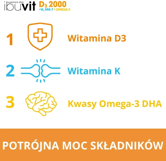 IBUVIT D3 2000 + K2 MK-7 + OMEGA 3 x 30 kapsułek