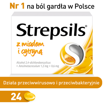 STREPSILS miód i cytryna x 24 pastylki