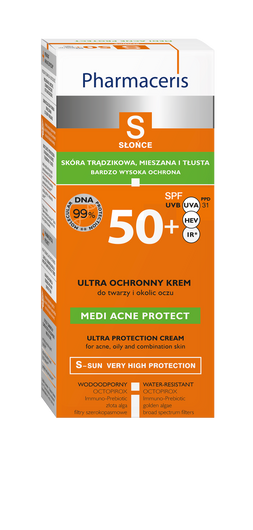 PHARMACERIS S Krem ochronny SPF 50+ dla skóry trądzikowej, mieszanej i tłustej 50ml