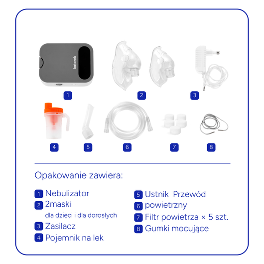 Katarek Inhalo Nebulizator kompresorowy + Sól hipertoniczna + Sól fizjologiczna
