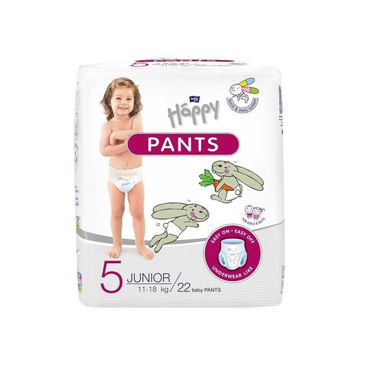 Happy Pants Junior Pieluchomajtki dla dzieci 11–18 kg, 22 sztuki