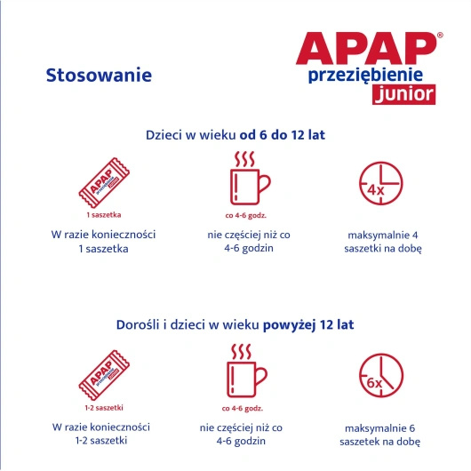 APAP Przeziębienie Junior, 6 saszetek