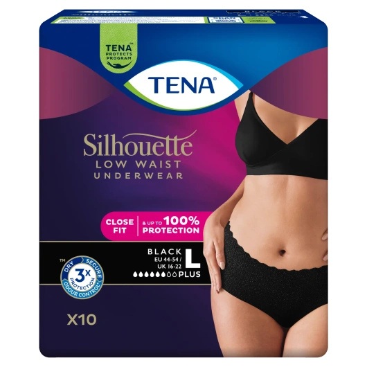 Tena Silhouette Plus Black Romiar L (95-125cm) Majtki chłonne, 10 sztuk