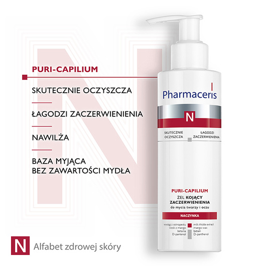 Pharmaceris N Puri-Capilium Żel kojący zaczerwienienia do mycia twarzy i oczu, 190 ml