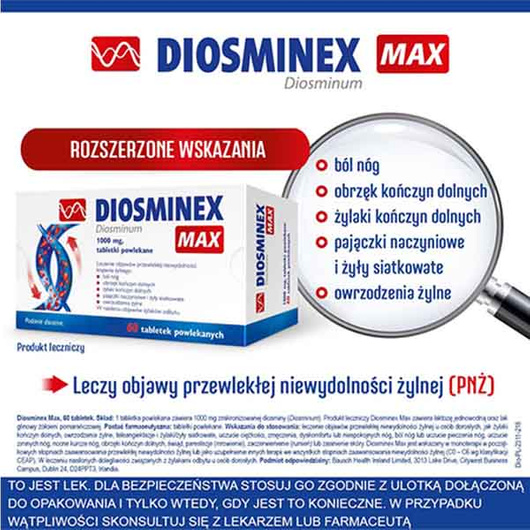 DIOSMINEX MAX 1000 mg, 60 tabletek