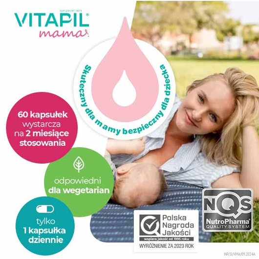 VITAPIL mama, wypadanie włosów po ciąży i podczas karmienia piersią, 60 kapsułek