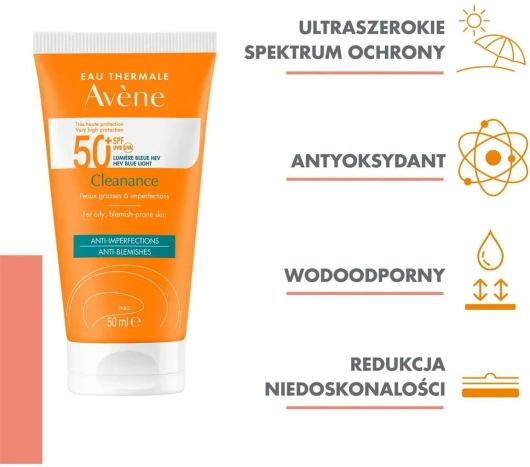 AVENE EAU THERMALE Cleanance Koloryzujący Krem Przeciw Niedoskonałościom SPF 50+, 50 ml