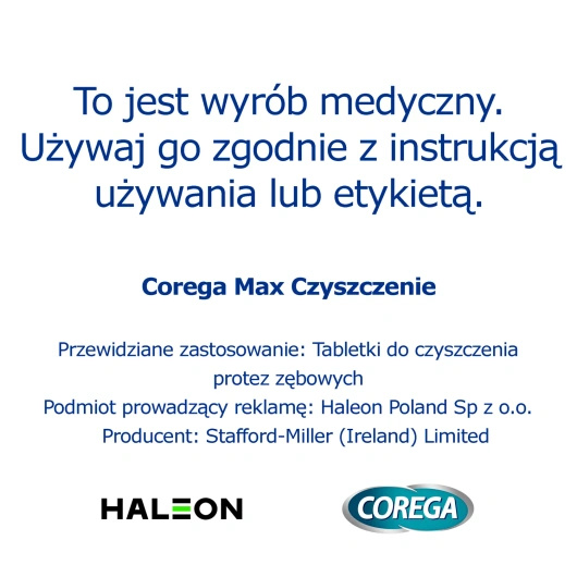 Corega Max Tabletki do czyszczenia protez, 30 tabletek