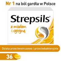 STREPSILS miód i cytryna, 36 pastylek