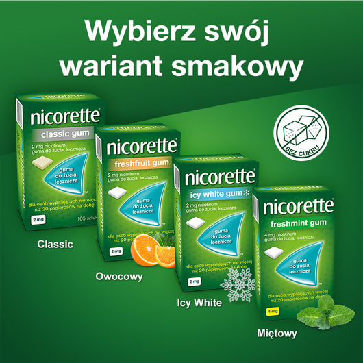 Nicorette Icy White Gum guma do żucia 4mg, 105 sztuk 