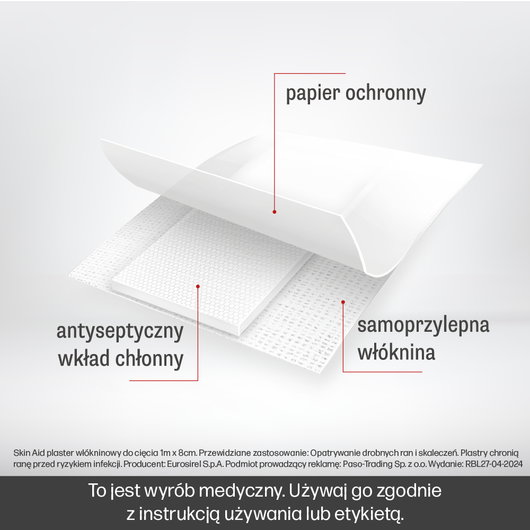 Skin Aid Plaster włókninowy do cięcia 1m x 8 cm