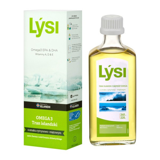 Lysi Tran islandzki o smaku cytrynowo miętowym, 240ml