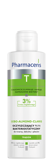 PHARMACERIS T SEBO-ALMOND-CLARIS 3% Oczyszczający płyn bakteriostatyczny do twarzy, dekoltu i pleców 190 ml