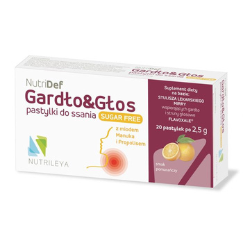 NutriDef Gardło&Głos z miodem Manuka i Propolisem Smak pomarańczy, 20 pastylek