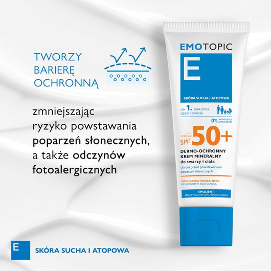 Emotopic Dermo-ochronny krem mineralny SPF 50+ do twarzy i ciała, 75 ml