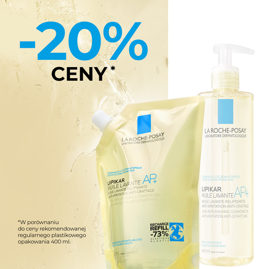 LA ROCHE-POSAY Lipikar AP+ Olejek myjący do ciała, opakowanie uzupełniające Refill - 400ml