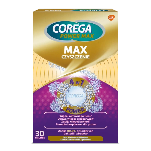 Corega Max Tabletki do czyszczenia protez, 30 tabletek