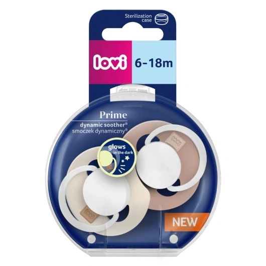 Lovi Prime Smoczek dynamiczny 6-18m Ivory Glow/Blush Glow​, 2 sztuki
