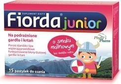 FIORDA JUNIOR o smaku malinowym x 15 pastylek do ssania