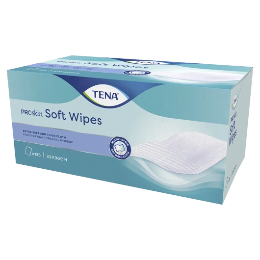 Tena Soft Wipes ProSkin Chusteczki oczyszczające 32 x 30 cm, 135 sztuk