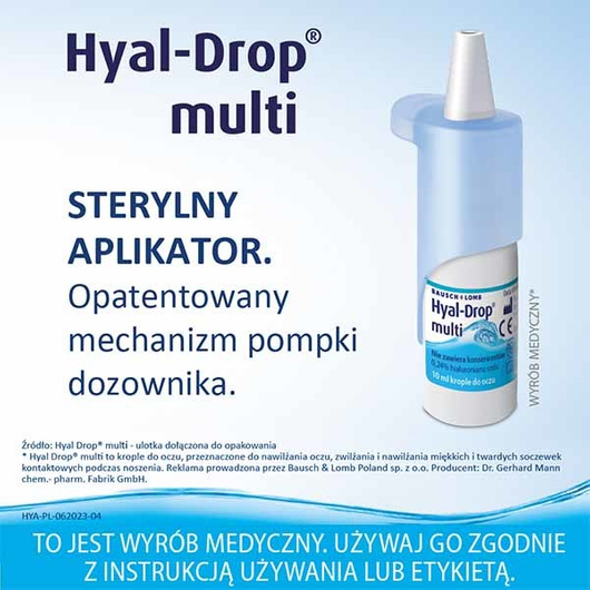Hyal-Drop multi, nawilżające krople do oczu, 10 ml