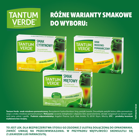 Tantum Verde smak miodowo-pomarańczowy, 20 pastylek