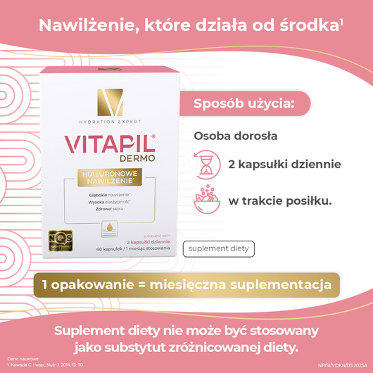 VITAPIL® DERMO Hialuronowe nawilżenie, 60 kapsułek