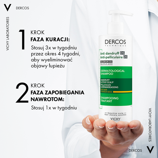 VICHY Dercos DS Szampon przeciwłupieżowy do włosów suchych, 390ml