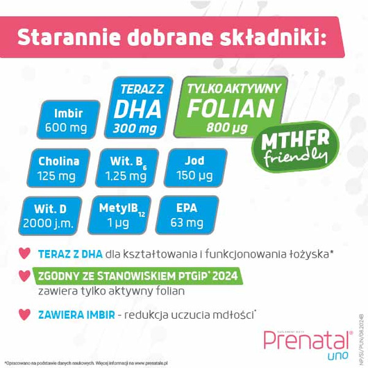 Prenatal Uno 30kaps. witaminowo-mineralnych + 30kaps. DHA