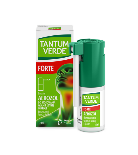 TANTUM VERDE FORTE 3mg/ml, lek na ból gardła i stany zapalne jamy ustnej, aerozol x 15 ml