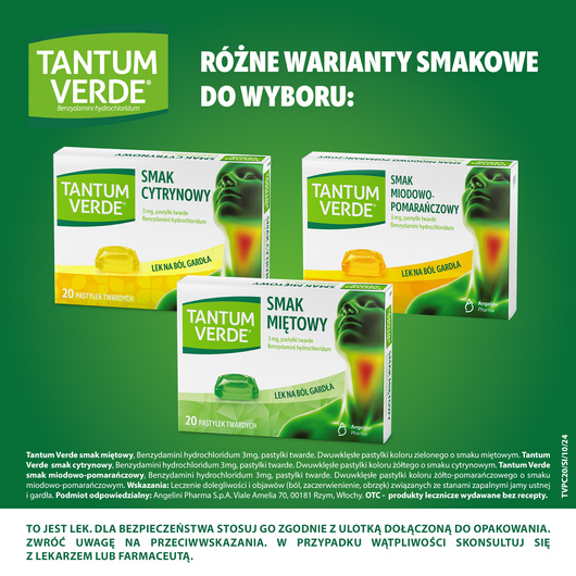 Tantum Verde smak cytrynowy pastylki twarde 3mg x 20 sztuk 