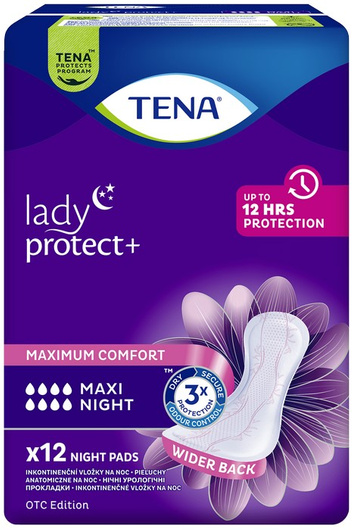  TENA Lady Protect+ Maxi Night podpaski, 12 sztuk