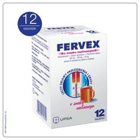 FERVEX (500 mg + 200 mg + 25 mg ) granulat o smaku malinowym, 12 saszetek