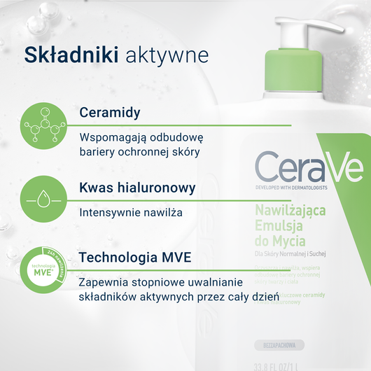 CeraVe Nawilżająca Emulsja do mycia, skóra normalna i sucha, 236ml