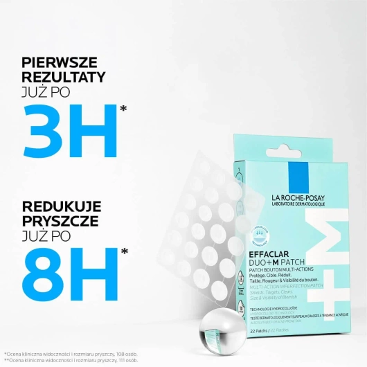 La Roche-Posay Effaclar DUO+M Plasterki na niedoskonałości z technologią hydrokoloidową, 22 sztuki 