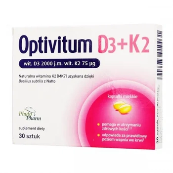 OPTIVITUM D3 + K2, 30 kapsułek