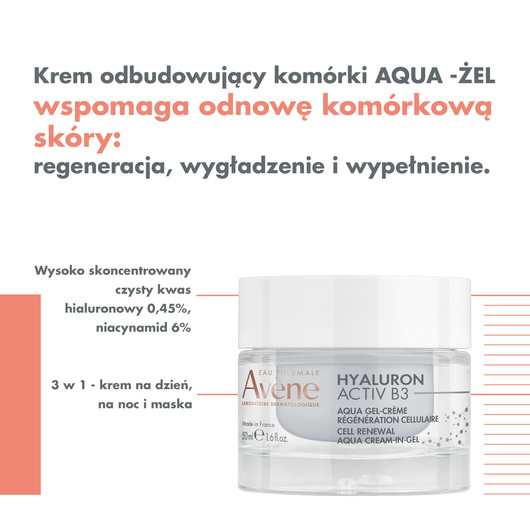 Avene Hyaluron Activ B3 Aqua-Żel Krem-żel, 50 ml