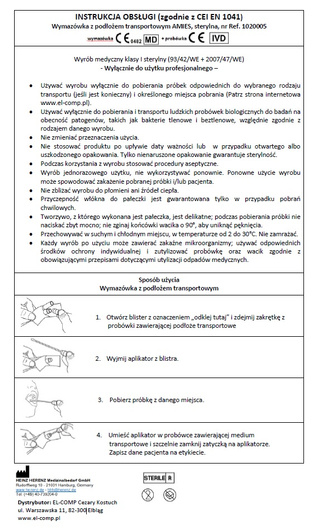 El-Comp Wymazówka z podłożem Amies sterylna, 1 sztuka